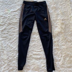 Xs black and gold adidas soccer pants / leggings